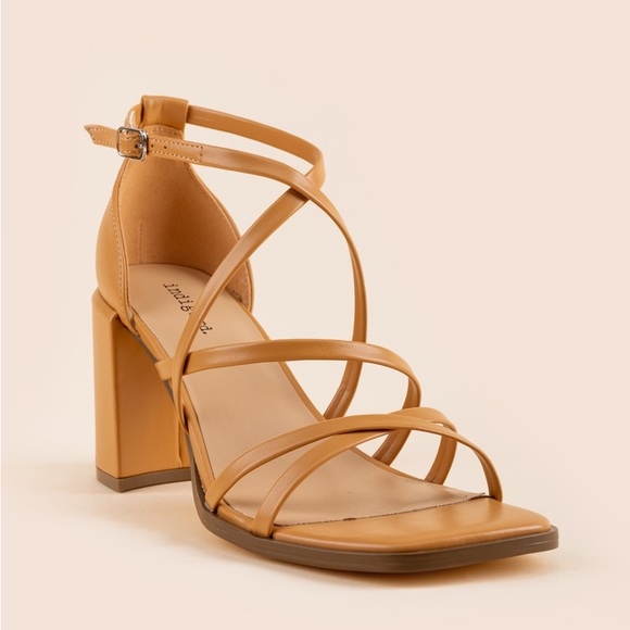 strappy block heels nude